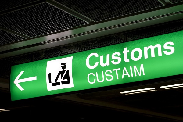Customs clearance sign at Airport